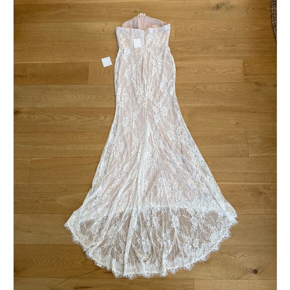 Lulu's Maxi Dress Strapless Bustier Lace Valeria Size L White - Picture 5 of 6